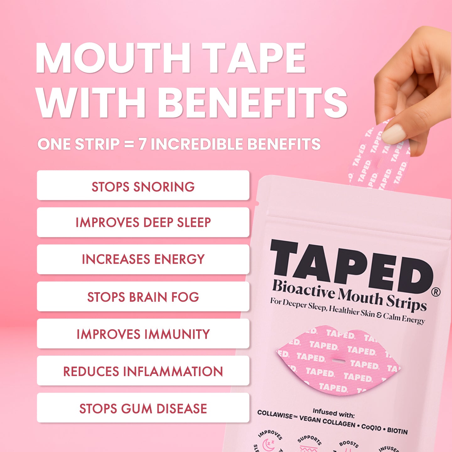 TAPED® – Infused Mouth Tape for Sleep, Skin & Energy
